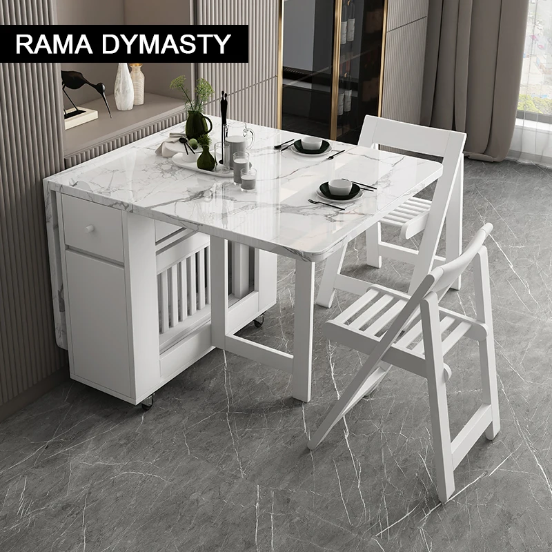 Fashion White Color Folding Dining Table Furniture Yemek Masasi Multifunctional Rectangle Foldable Dining Table Folding Chairs Fashion White Color Folding Dining Table Furniture Yemek Masasi Multifunctional Rectangle Foldable Dining Table Folding Chairs - Image 2