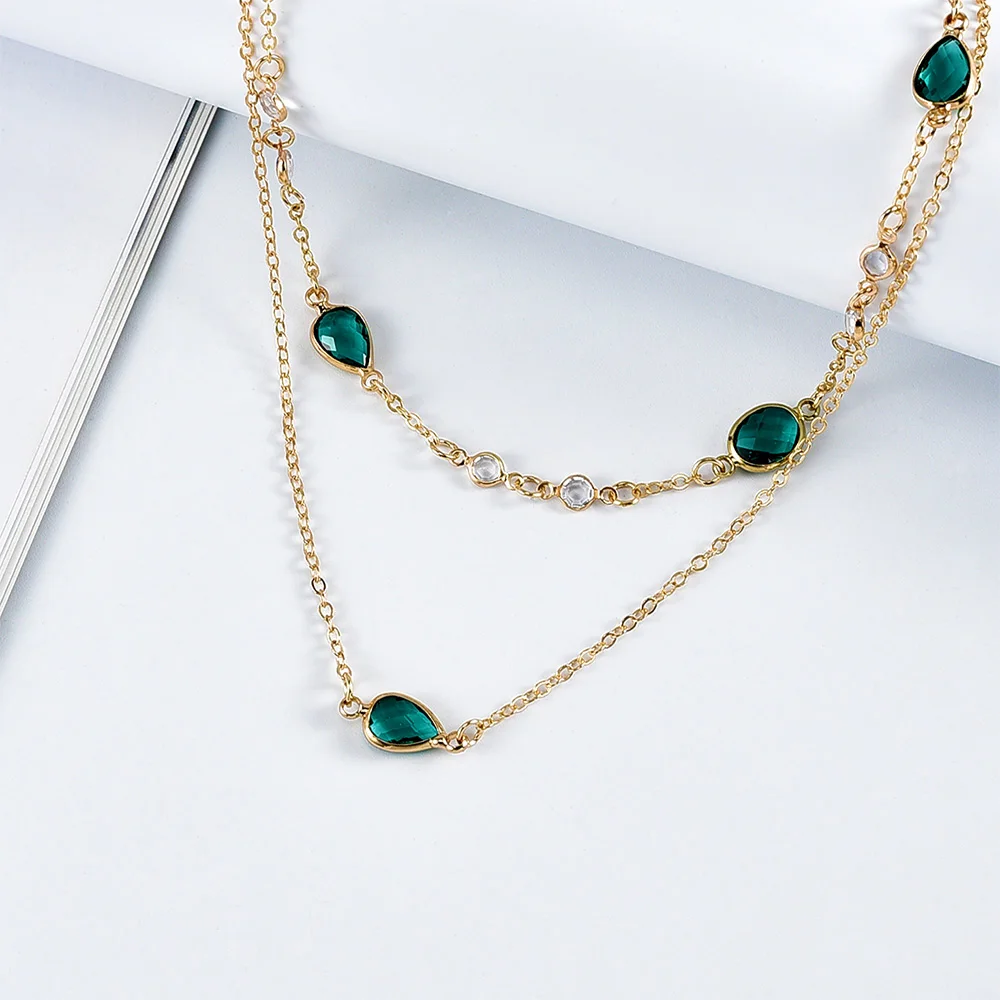Neue 2020 Gold Platte Grünes Wasser Tropfen Stein Anhänger Halsketten Für Frauen Halskette Mehrstufige Weibliche Boho Vintage Schmuck Geschenk Neue 2020 Gold Platte Grünes Wasser Tropfen Stein Anhänger Halsketten Für Frauen Halskette Mehrstufige Weibliche Boho Vintage Schmuck Geschenk - Image 6