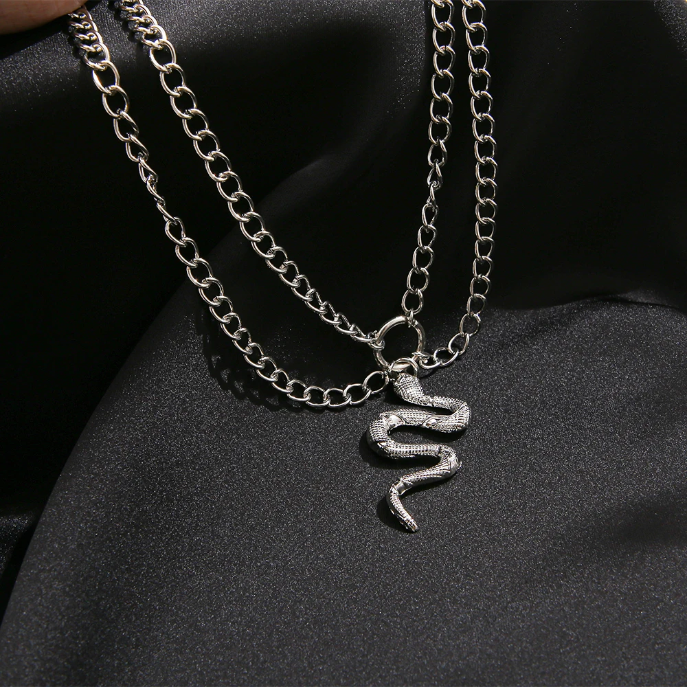 Kpop Frauen Halskette Schlange Choker Halsketten Am Hals Doppelschicht Anhänger Schmuck 2021, Halsband Für Mädchen Checker Goth Kpop Frauen Halskette Schlange Choker Halsketten Am Hals Doppelschicht Anhänger Schmuck 2021, Halsband Für Mädchen Checker Goth - Image 2