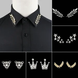 1 paar Trendy Anzug Hemd Kragen Pin Baum Blatt Drachen Leopard Höhlte Dreieck Crown Broschen Für Männer Frauen Täglichen Verschleiß zubehör