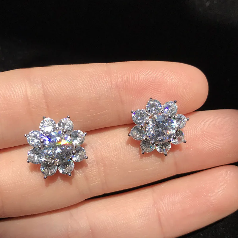 Natürliche Moissanit-Blumen-Anhänger-Halskette, 925Er-Sterlingsilber, Pave, Aaaaa, Cz-Halsband, Statement-Halskette Für Damen, Brautschmuck Natürliche Moissanit-Blumen-Anhänger-Halskette, 925Er-Sterlingsilber, Pave, Aaaaa, Cz-Halsband, Statement-Halskette Für Damen, Brautschmuck - Image 4