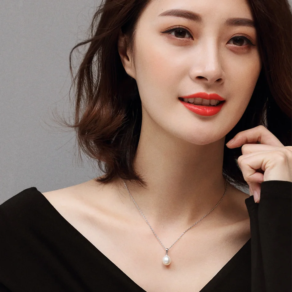 Halskettenanhänger Aus 925Er Sterlingsilber Für Damen, Echter 100 % Natürlicher Süßwasserperlenschmuck, 8–9 Mm, Großhandelspreis, 4 Farben, Geschenk Halskettenanhänger Aus 925Er Sterlingsilber Für Damen, Echter 100 % Natürlicher Süßwasserperlenschmuck, 8–9 Mm, Großhandelspreis, 4 Farben, Geschenk - Image 3