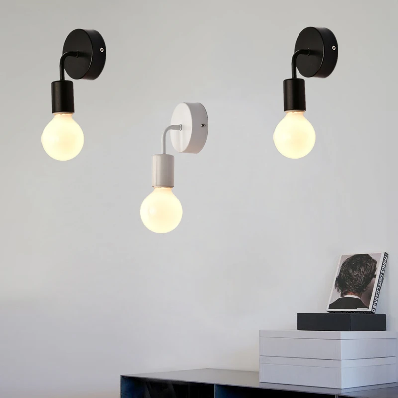Nordic Moderne Wand Lampe Eisen Schwarz E27 Innen Beleuchtung Nacht Schlafzimmer Badezimmer Lampe Leuchte Wand Leuchte Industrielle Dekor Nordic Moderne Wand Lampe Eisen Schwarz E27 Innen Beleuchtung Nacht Schlafzimmer Badezimmer Lampe Leuchte Wand Leuchte Industrielle Dekor - Image 2