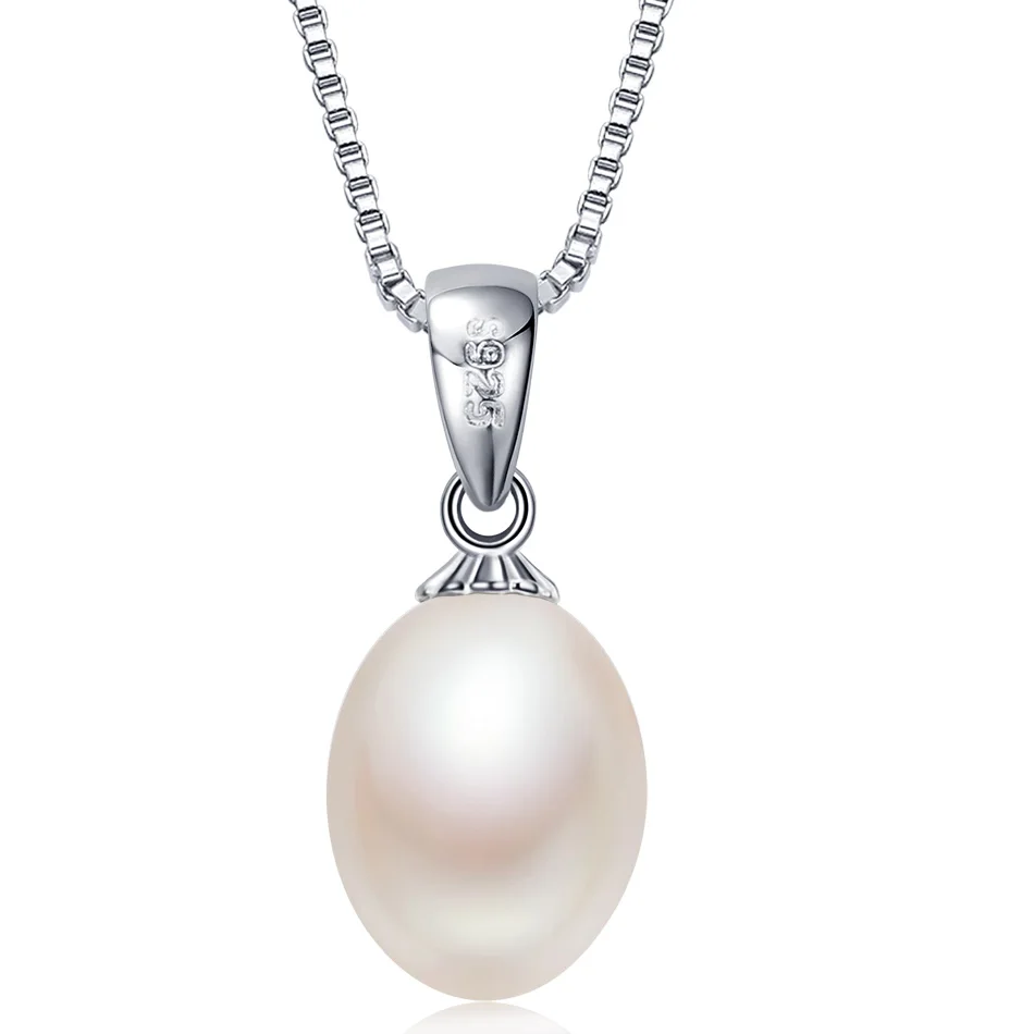 Halskettenanhänger Aus 925Er Sterlingsilber Für Damen, Echter 100 % Natürlicher Süßwasserperlenschmuck, 8–9 Mm, Großhandelspreis, 4 Farben, Geschenk Halskettenanhänger Aus 925Er Sterlingsilber Für Damen, Echter 100 % Natürlicher Süßwasserperlenschmuck, 8–9 Mm, Großhandelspreis, 4 Farben, Geschenk - Image 7