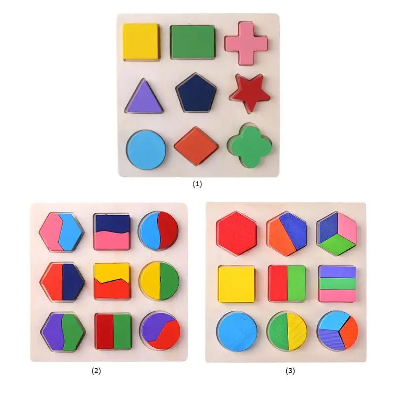 Wooden Geometric Shapes Montessori Puzzle Sorting Math Bricks Preschool Learning Educational Game Baby Toddler Toys For Children Wooden Geometric Shapes Montessori Puzzle Sorting Math Bricks Preschool Learning Educational Game Baby Toddler Toys For Children - Image 2