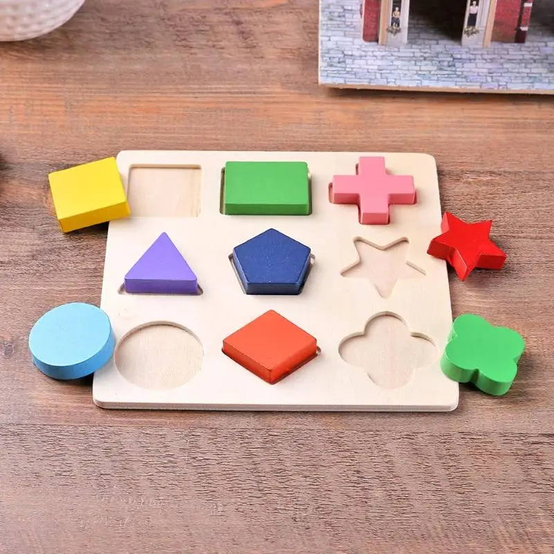 Wooden Geometric Shapes Montessori Puzzle Sorting Math Bricks Preschool Learning Educational Game Baby Toddler Toys For Children Wooden Geometric Shapes Montessori Puzzle Sorting Math Bricks Preschool Learning Educational Game Baby Toddler Toys For Children - Image 5