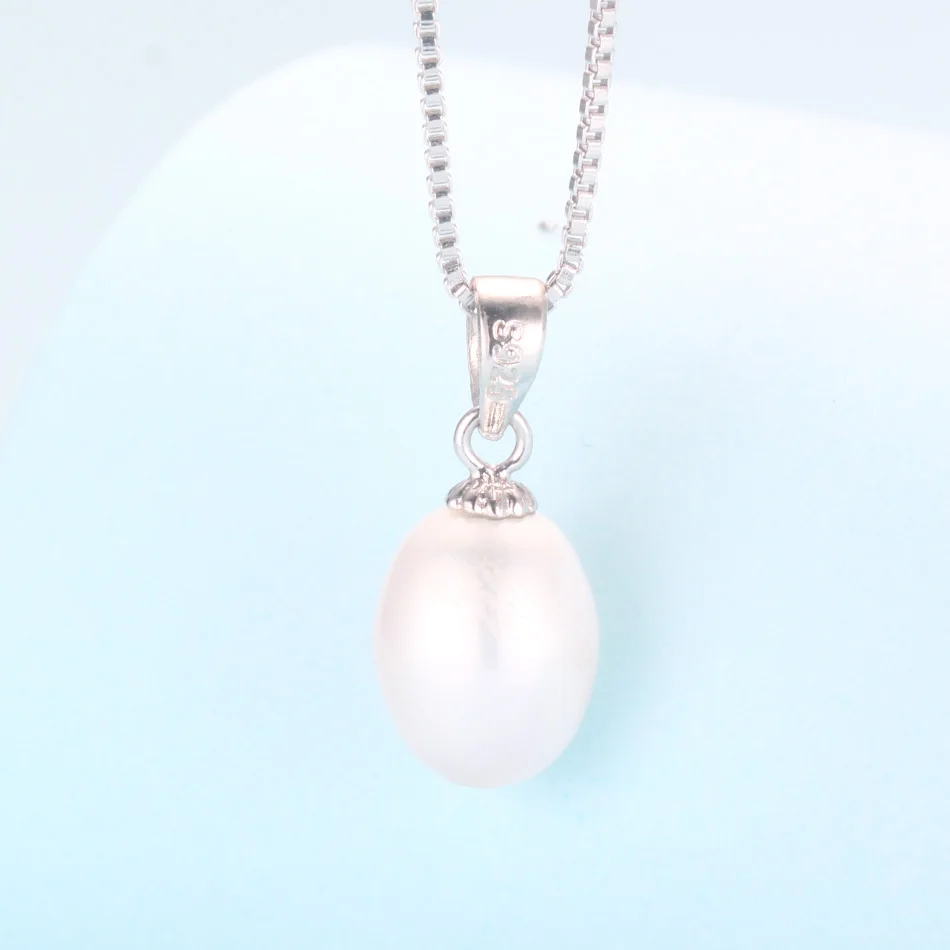 Halskettenanhänger Aus 925Er Sterlingsilber Für Damen, Echter 100 % Natürlicher Süßwasserperlenschmuck, 8–9 Mm, Großhandelspreis, 4 Farben, Geschenk Halskettenanhänger Aus 925Er Sterlingsilber Für Damen, Echter 100 % Natürlicher Süßwasserperlenschmuck, 8–9 Mm, Großhandelspreis, 4 Farben, Geschenk - Image 6