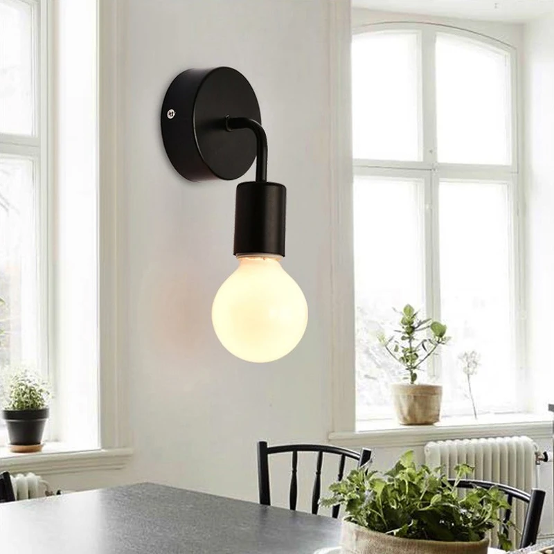 Nordic Moderne Wand Lampe Eisen Schwarz E27 Innen Beleuchtung Nacht Schlafzimmer Badezimmer Lampe Leuchte Wand Leuchte Industrielle Dekor Nordic Moderne Wand Lampe Eisen Schwarz E27 Innen Beleuchtung Nacht Schlafzimmer Badezimmer Lampe Leuchte Wand Leuchte Industrielle Dekor - Image 4