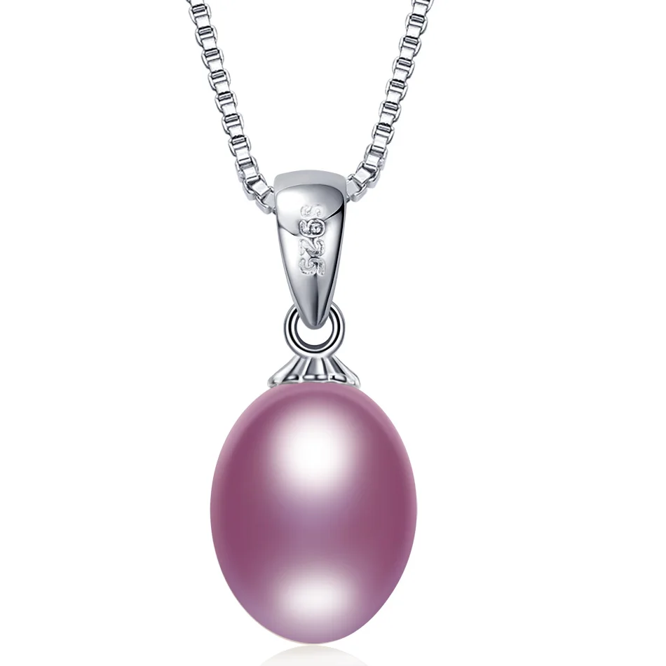 Halskettenanhänger Aus 925Er Sterlingsilber Für Damen, Echter 100 % Natürlicher Süßwasserperlenschmuck, 8–9 Mm, Großhandelspreis, 4 Farben, Geschenk Halskettenanhänger Aus 925Er Sterlingsilber Für Damen, Echter 100 % Natürlicher Süßwasserperlenschmuck, 8–9 Mm, Großhandelspreis, 4 Farben, Geschenk - Image 10