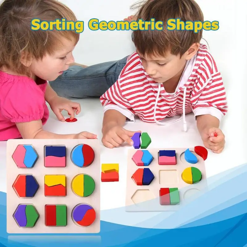 Wooden Geometric Shapes Montessori Puzzle Sorting Math Bricks Preschool Learning Educational Game Baby Toddler Toys For Children Wooden Geometric Shapes Montessori Puzzle Sorting Math Bricks Preschool Learning Educational Game Baby Toddler Toys For Children - Image 3