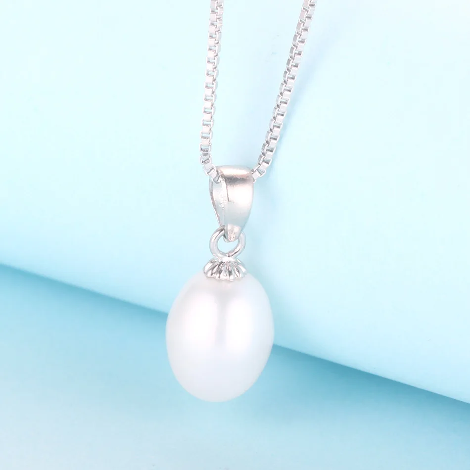 Halskettenanhänger Aus 925Er Sterlingsilber Für Damen, Echter 100 % Natürlicher Süßwasserperlenschmuck, 8–9 Mm, Großhandelspreis, 4 Farben, Geschenk Halskettenanhänger Aus 925Er Sterlingsilber Für Damen, Echter 100 % Natürlicher Süßwasserperlenschmuck, 8–9 Mm, Großhandelspreis, 4 Farben, Geschenk - Image 2