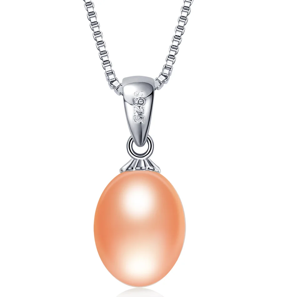 Halskettenanhänger Aus 925Er Sterlingsilber Für Damen, Echter 100 % Natürlicher Süßwasserperlenschmuck, 8–9 Mm, Großhandelspreis, 4 Farben, Geschenk Halskettenanhänger Aus 925Er Sterlingsilber Für Damen, Echter 100 % Natürlicher Süßwasserperlenschmuck, 8–9 Mm, Großhandelspreis, 4 Farben, Geschenk - Image 9