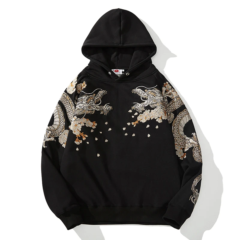 Makuluya Hoodies Yokosuka Black Dragon Phoenix Suzaku Muster Bestickter Pullover Sakura Makuluya Hoodies Yokosuka Black Dragon Phoenix Suzaku Muster Bestickter Pullover Sakura - Image 3