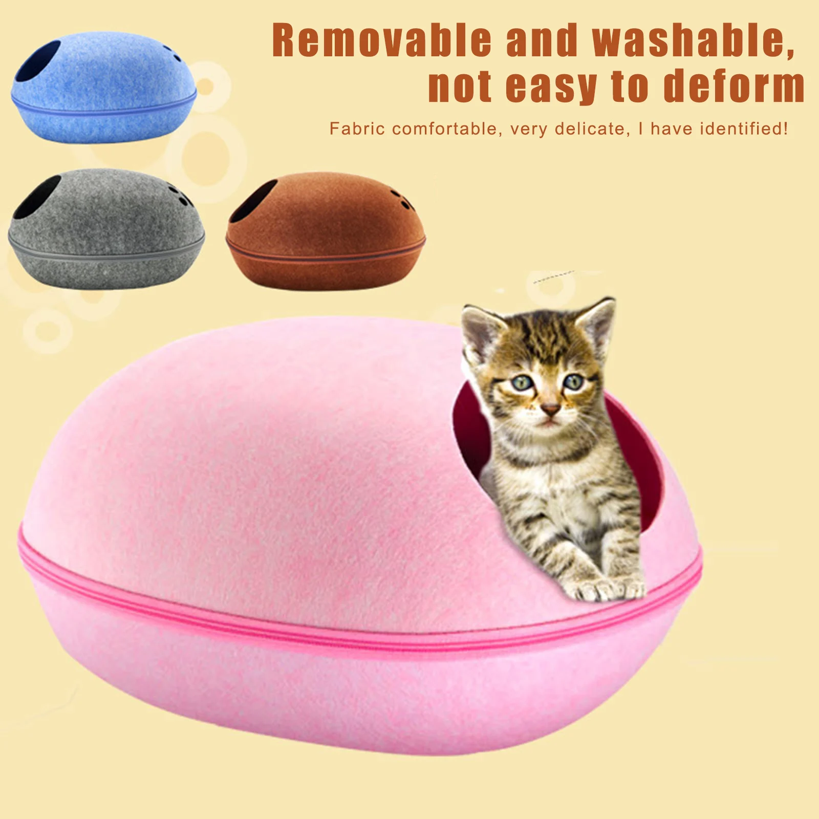 Hund Katze Bett Cave Schlafsack Zipper Ei Form Fühlte Tuch Pet Haus Katze Korb Produkte Für Katze Tiere Liefert In Stoc Hund Katze Bett Cave Schlafsack Zipper Ei Form Fühlte Tuch Pet Haus Katze Korb Produkte Für Katze Tiere Liefert In Stoc - Image 4