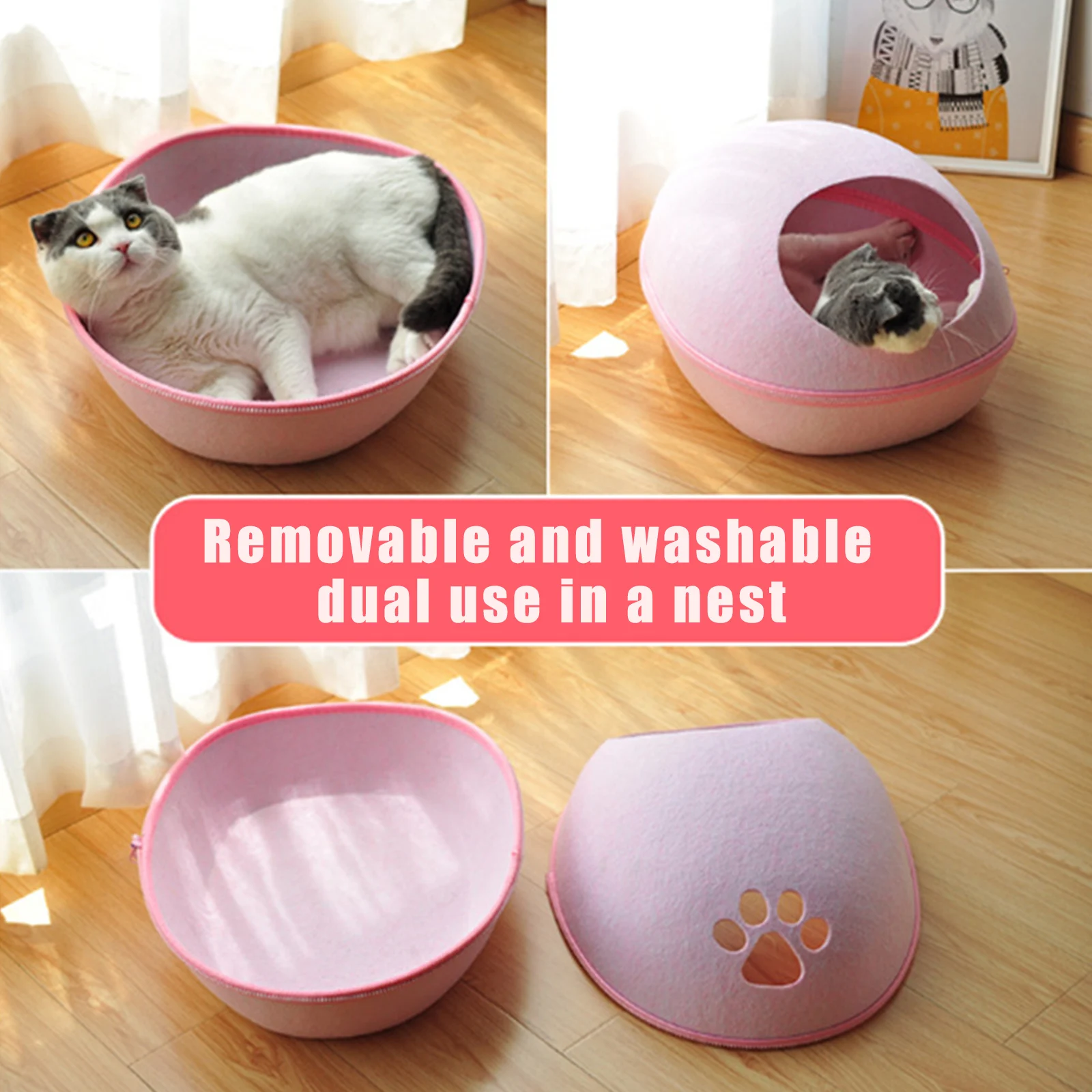 Hund Katze Bett Cave Schlafsack Zipper Ei Form Fühlte Tuch Pet Haus Katze Korb Produkte Für Katze Tiere Liefert In Stoc Hund Katze Bett Cave Schlafsack Zipper Ei Form Fühlte Tuch Pet Haus Katze Korb Produkte Für Katze Tiere Liefert In Stoc - Image 2