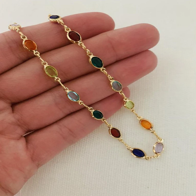 Gold Überzogene Multi Farbe Kristall Perlen Fußkettchen Kette Ankle Armband Für Frauen Mädchen Sommer Ankle Armband Boho Strand Fuß Kette Gold Überzogene Multi Farbe Kristall Perlen Fußkettchen Kette Ankle Armband Für Frauen Mädchen Sommer Ankle Armband Boho Strand Fuß Kette - Image 4