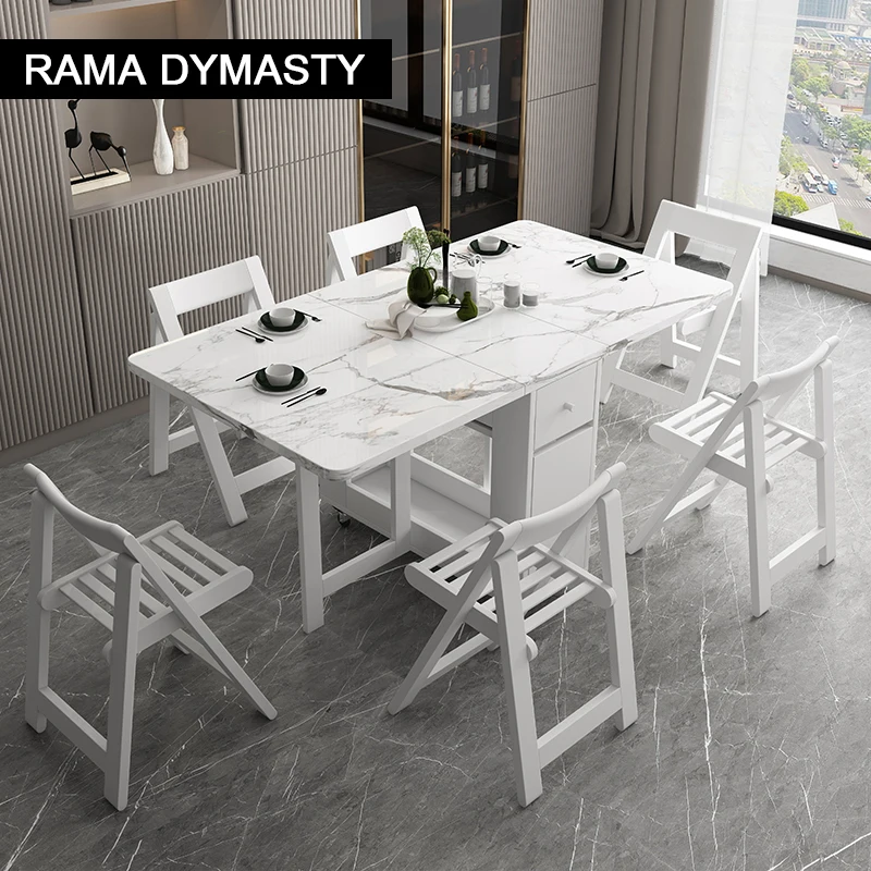 Fashion White Color Folding Dining Table Furniture Yemek Masasi Multifunctional Rectangle Foldable Dining Table Folding Chairs Fashion White Color Folding Dining Table Furniture Yemek Masasi Multifunctional Rectangle Foldable Dining Table Folding Chairs - Image 3