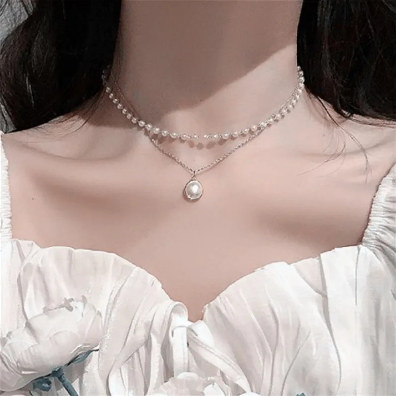 Neue Koreanische Perlenketten Für Damen, Goldfarbene Gliederkette, Modisches Halsaccessoire, Eleganter Halsreif, Bijoux Femme Neue Koreanische Perlenketten Für Damen, Goldfarbene Gliederkette, Modisches Halsaccessoire, Eleganter Halsreif, Bijoux Femme - Image 3