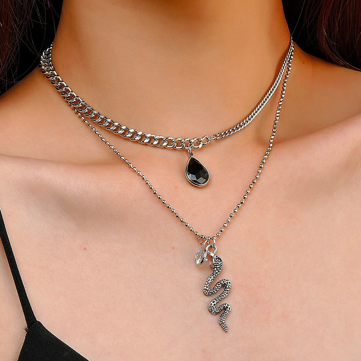 Kpop Frauen Halskette Schlange Choker Halsketten Am Hals Doppelschicht Anhänger Schmuck 2021, Halsband Für Mädchen Checker Goth Kpop Frauen Halskette Schlange Choker Halsketten Am Hals Doppelschicht Anhänger Schmuck 2021, Halsband Für Mädchen Checker Goth - Image 5