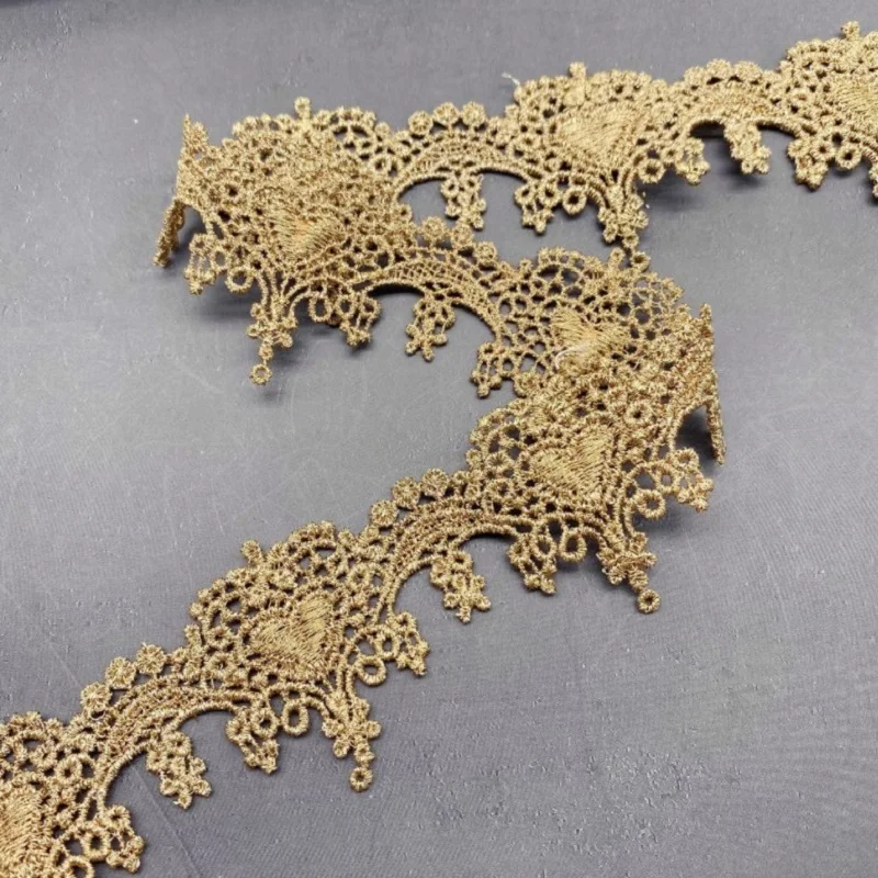 5-10Yds 4Cm Breite Goldene Quaste Hohl Stil Stoff Diy Spitze Hochzeit Fluoreszierende Spitze Gold Faden Stickerei Spitze Zubehör Trim 5-10Yds 4Cm Breite Goldene Quaste Hohl Stil Stoff Diy Spitze Hochzeit Fluoreszierende Spitze Gold Faden Stickerei Spitze Zubehör Trim - Image 5