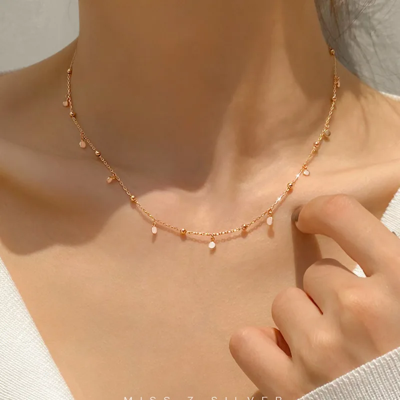 Echte 925Er Sterlingsilber-Geometrische Runde Halsband-Halskette Für Modische Frauen, Minimalistischer Feiner Schmuck, Niedliche Accessoires, Geschenk Echte 925Er Sterlingsilber-Geometrische Runde Halsband-Halskette Für Modische Frauen, Minimalistischer Feiner Schmuck, Niedliche Accessoires, Geschenk - Image 4