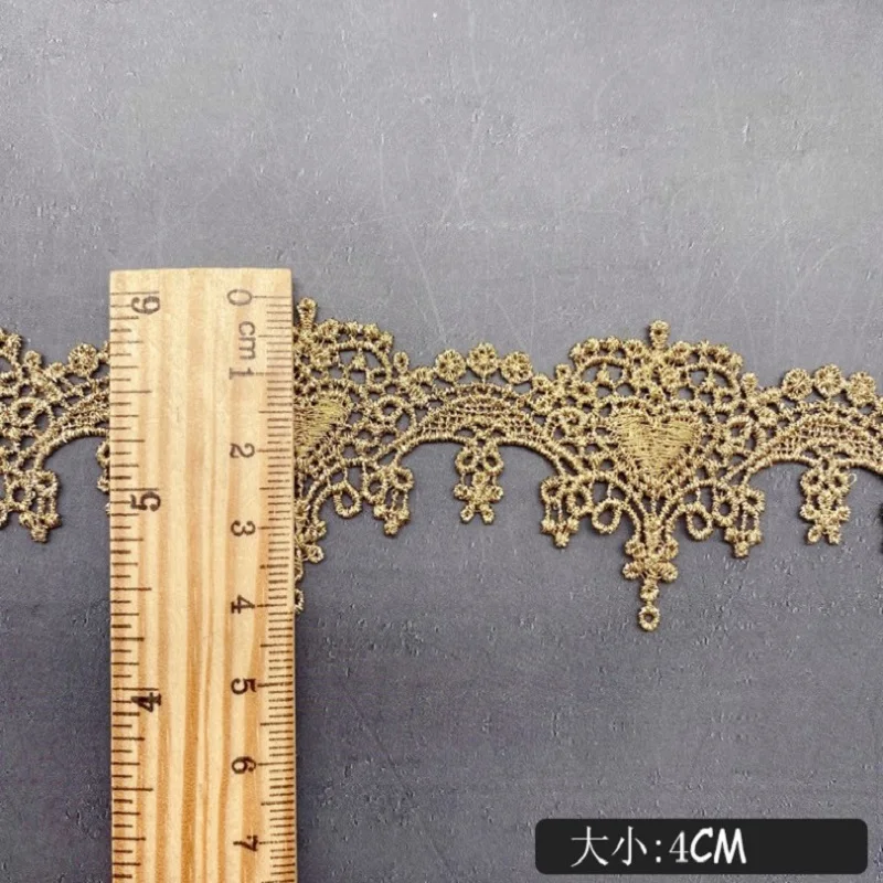 5-10Yds 4Cm Breite Goldene Quaste Hohl Stil Stoff Diy Spitze Hochzeit Fluoreszierende Spitze Gold Faden Stickerei Spitze Zubehör Trim 5-10Yds 4Cm Breite Goldene Quaste Hohl Stil Stoff Diy Spitze Hochzeit Fluoreszierende Spitze Gold Faden Stickerei Spitze Zubehör Trim - Image 2