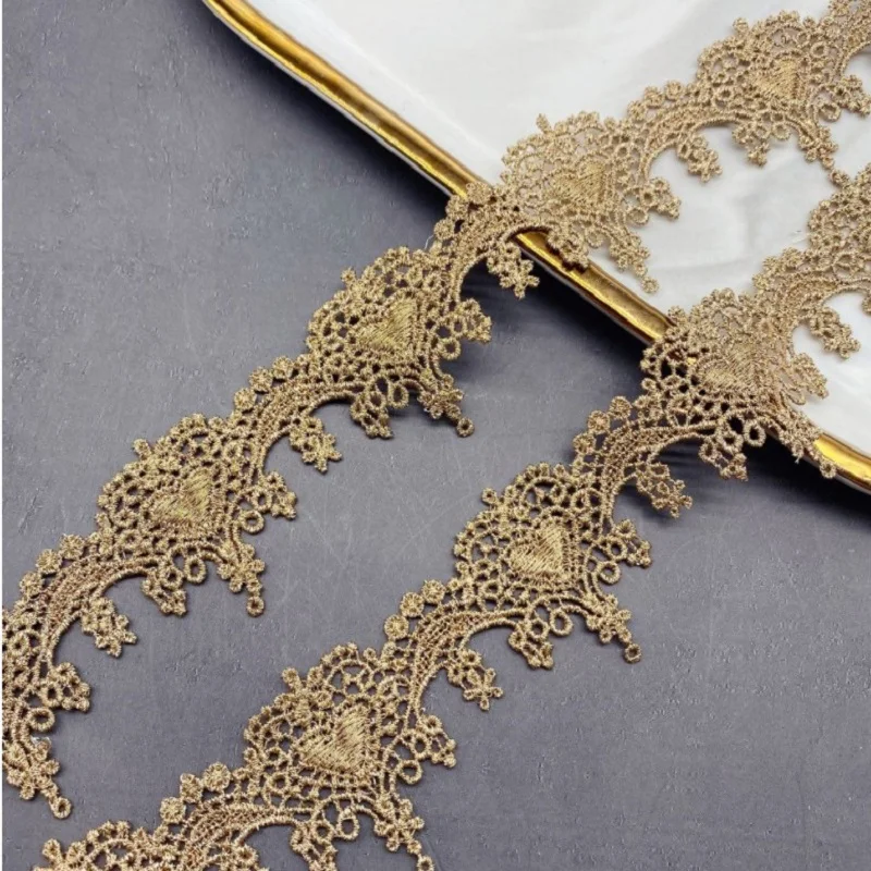 5-10Yds 4Cm Breite Goldene Quaste Hohl Stil Stoff Diy Spitze Hochzeit Fluoreszierende Spitze Gold Faden Stickerei Spitze Zubehör Trim 5-10Yds 4Cm Breite Goldene Quaste Hohl Stil Stoff Diy Spitze Hochzeit Fluoreszierende Spitze Gold Faden Stickerei Spitze Zubehör Trim - Image 6