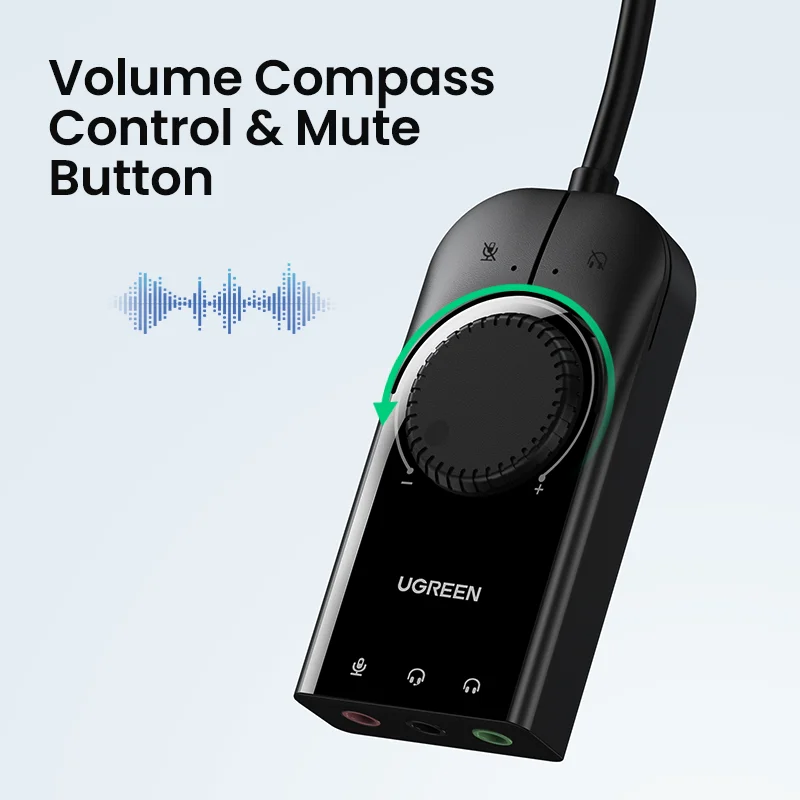 Ugreen Usb-Soundkarte Mit 3,5-Mm-Mikrofon- Und Kopfhöreranschluss – Externer Audioadapter Für Pc, Laptop &Amp; Ps4 Ugreen Usb-Soundkarte Mit 3,5-Mm-Mikrofon- Und Kopfhöreranschluss – Externer Audioadapter Für Pc, Laptop &Amp; Ps4 - Image 2