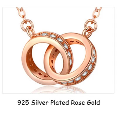 Neue Mode 925 Sterling Silber Doppel Runde Anhänger Halskette Rose Gold Strass Doppel Kreis Halskette Für Frauen Schmuck Geschenk Neue Mode 925 Sterling Silber Doppel Runde Anhänger Halskette Rose Gold Strass Doppel Kreis Halskette Für Frauen Schmuck Geschenk - Image 8