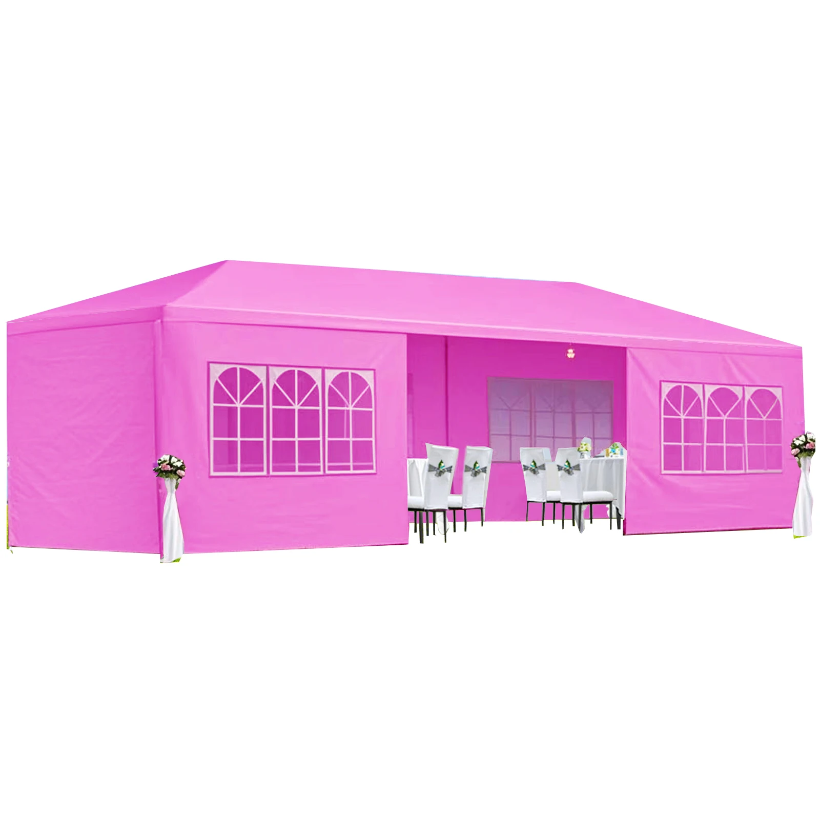10X30' Modern Wedding Party Canopy Tent Outdoor Gazebo With 8 Removable Sidewalls Pink Color Outdoor Furniture 10X30' Modern Wedding Party Canopy Tent Outdoor Gazebo With 8 Removable Sidewalls Pink Color Outdoor Furniture - Image 2