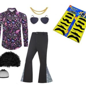 2025 New Style Flared Pants Amazon Men's 70S Disco Sequin Top Flared Pants Set