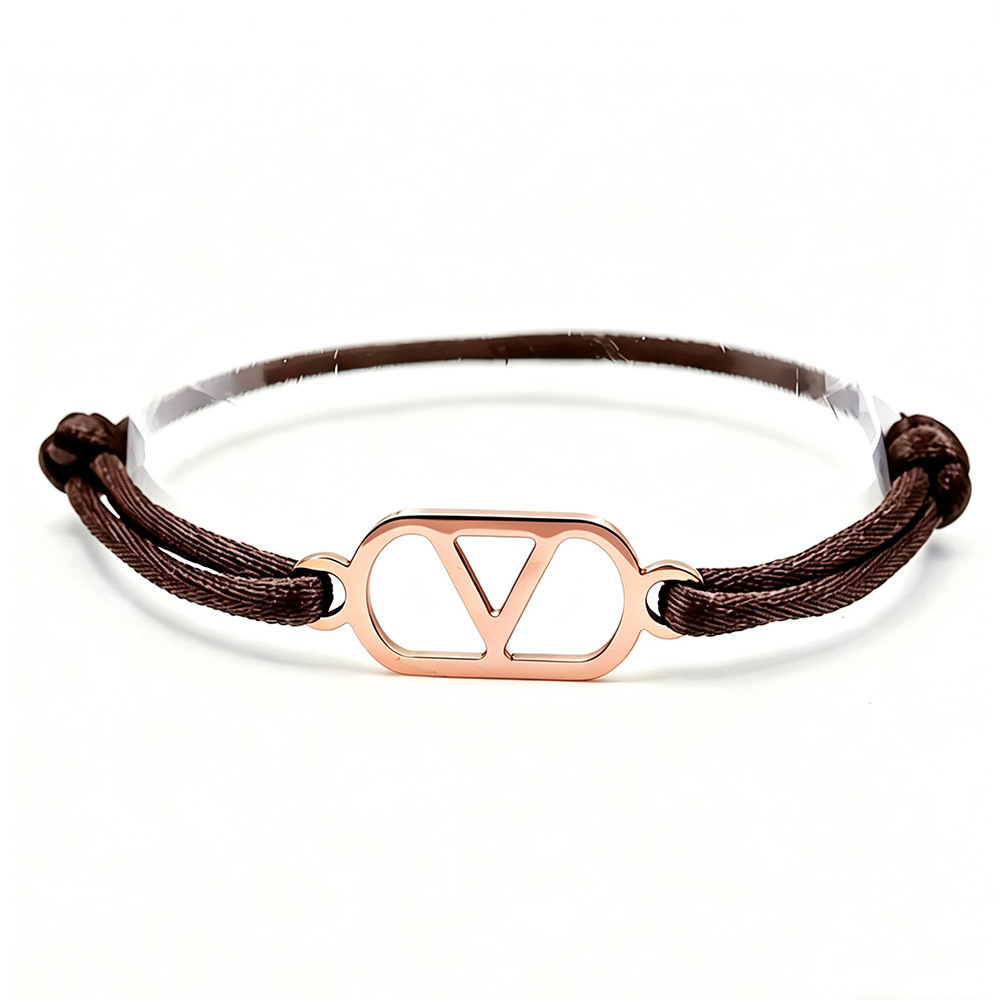 Cross-Border Supply Export Hand-Woven Couple Stainless Steel Warren V Hand Rope Cut Out English Letter Hand Rope Adjustable Cross-Border Supply Export Hand-Woven Couple Stainless Steel Warren V Hand Rope Cut Out English Letter Hand Rope Adjustable - Image 12