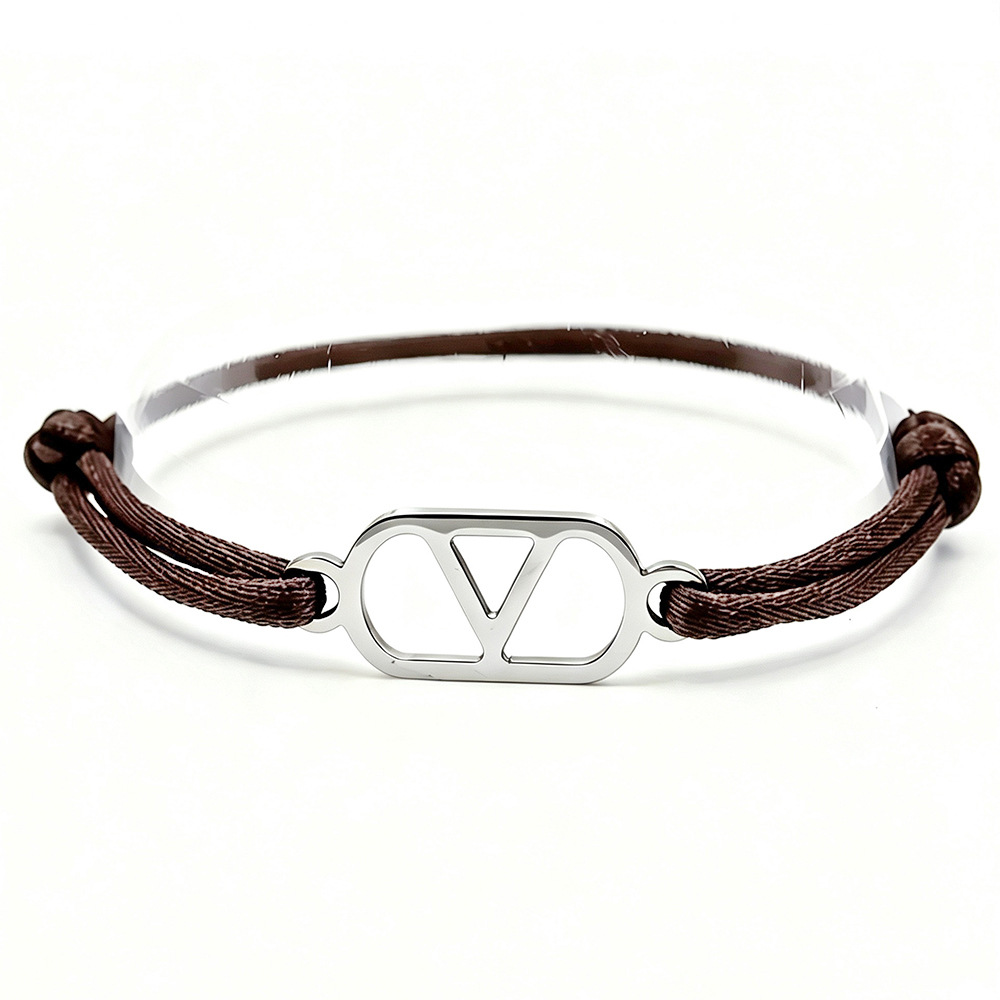 Cross-Border Supply Export Hand-Woven Couple Stainless Steel Warren V Hand Rope Cut Out English Letter Hand Rope Adjustable Cross-Border Supply Export Hand-Woven Couple Stainless Steel Warren V Hand Rope Cut Out English Letter Hand Rope Adjustable - Image 20