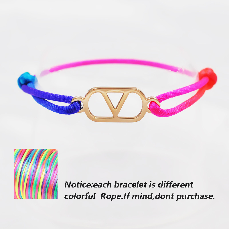 Cross-Border Supply Export Hand-Woven Couple Stainless Steel Warren V Hand Rope Cut Out English Letter Hand Rope Adjustable Cross-Border Supply Export Hand-Woven Couple Stainless Steel Warren V Hand Rope Cut Out English Letter Hand Rope Adjustable - Image 30