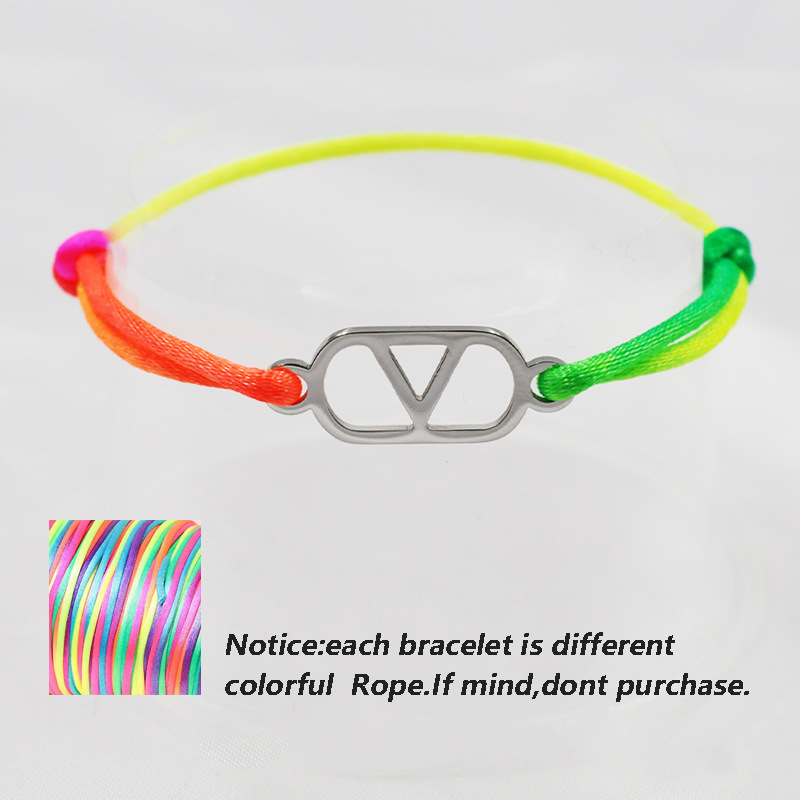 Cross-Border Supply Export Hand-Woven Couple Stainless Steel Warren V Hand Rope Cut Out English Letter Hand Rope Adjustable Cross-Border Supply Export Hand-Woven Couple Stainless Steel Warren V Hand Rope Cut Out English Letter Hand Rope Adjustable - Image 5