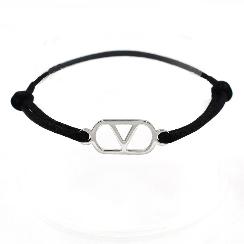 Cross-Border Supply Export Hand-Woven Couple Stainless Steel Warren V Hand Rope Cut Out English Letter Hand Rope Adjustable Cross-Border Supply Export Hand-Woven Couple Stainless Steel Warren V Hand Rope Cut Out English Letter Hand Rope Adjustable - Image 6