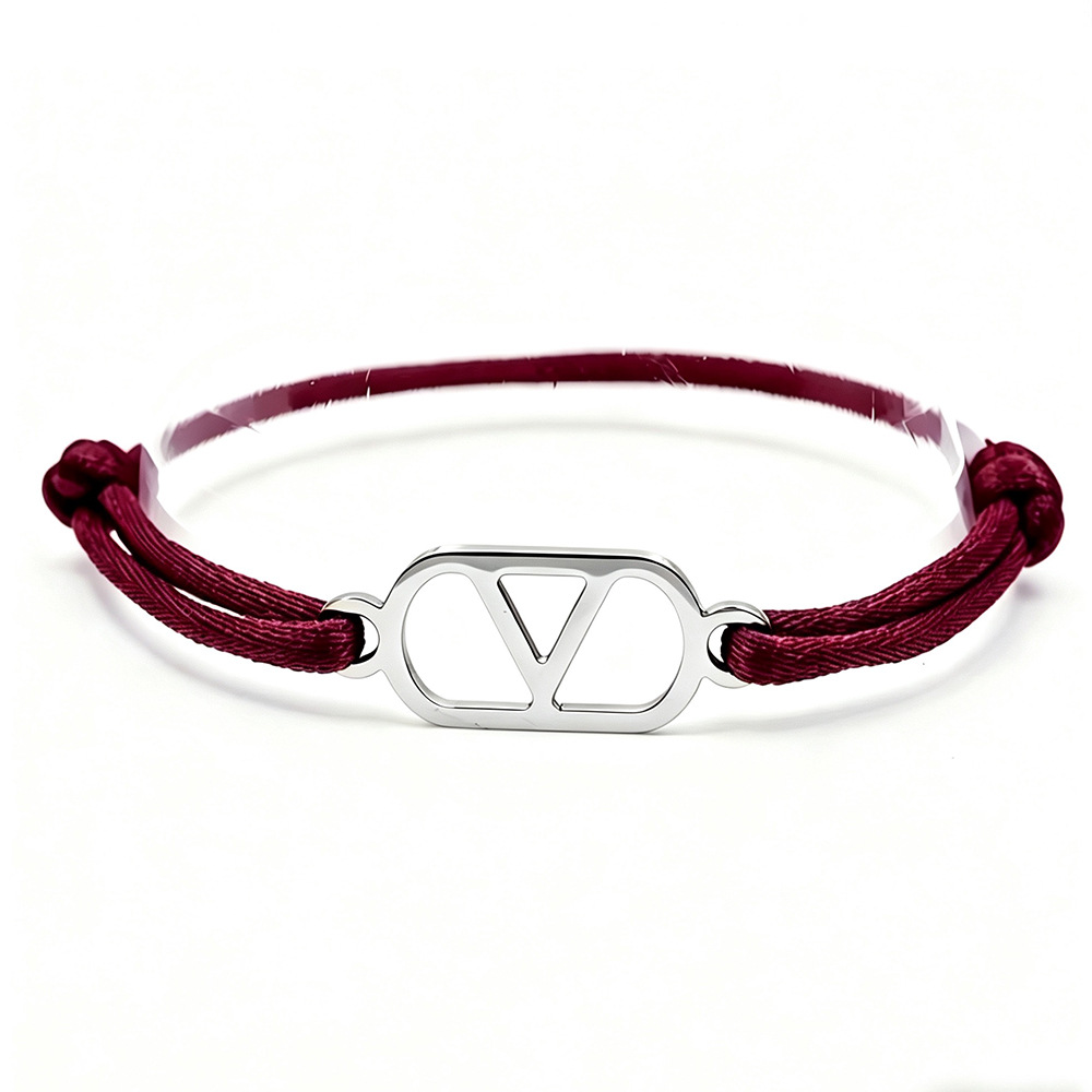 Cross-Border Supply Export Hand-Woven Couple Stainless Steel Warren V Hand Rope Cut Out English Letter Hand Rope Adjustable Cross-Border Supply Export Hand-Woven Couple Stainless Steel Warren V Hand Rope Cut Out English Letter Hand Rope Adjustable - Image 8