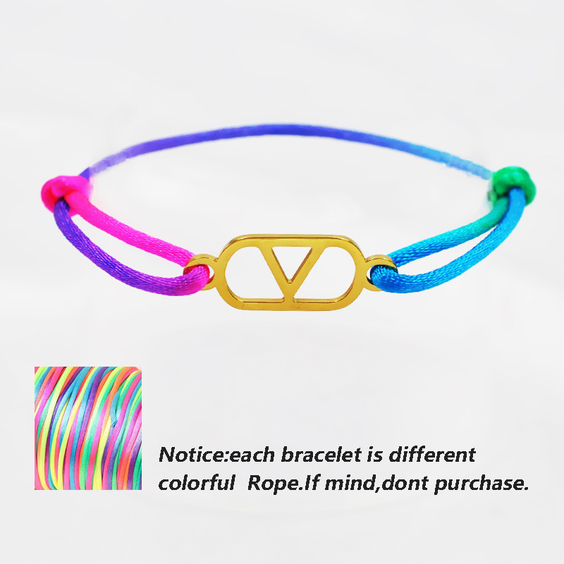 Cross-Border Supply Export Hand-Woven Couple Stainless Steel Warren V Hand Rope Cut Out English Letter Hand Rope Adjustable Cross-Border Supply Export Hand-Woven Couple Stainless Steel Warren V Hand Rope Cut Out English Letter Hand Rope Adjustable - Image 4