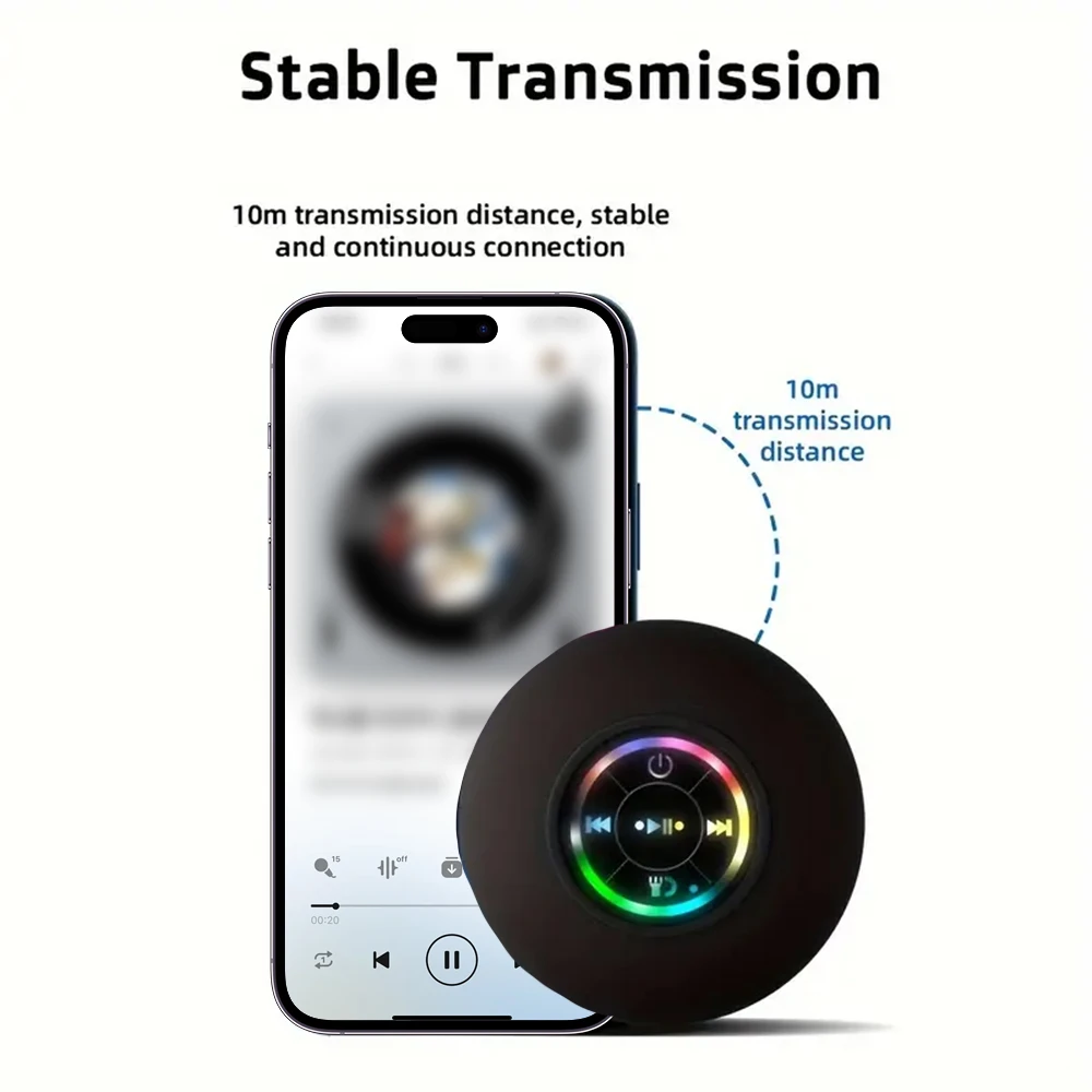 Tragbarer Mini-Bluetooth-Lautsprecher Mit Led-Licht, Mikrofon &Amp; Saugnapf – Ipx4-Wasserfest Für Badezimmer, Reisen &Amp; Outdoor Tragbarer Mini-Bluetooth-Lautsprecher Mit Led-Licht, Mikrofon &Amp; Saugnapf – Ipx4-Wasserfest Für Badezimmer, Reisen &Amp; Outdoor - Image 5