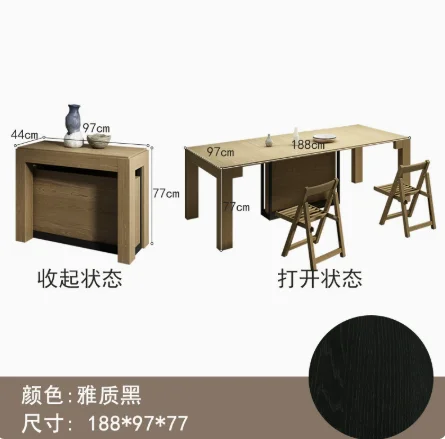 Solid Wood Folding Dining Table, Retractable, Nordic, Rectangular Foldable, Household, Apartment Invisible Dining Customizable Solid Wood Folding Dining Table, Retractable, Nordic, Rectangular Foldable, Household, Apartment Invisible Dining Customizable - Image 10