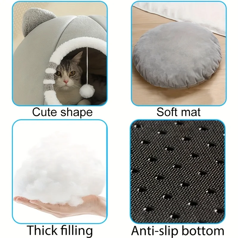 Tiefschlaf-Katzenhöhle Mit Weicher Matte Für Katzen, Haustierprodukte, Tasche, Sofa, Haustierhaus, Hundekorb, Zelt, Für Bärtige Katzen, Cama Para Tiefschlaf-Katzenhöhle Mit Weicher Matte Für Katzen, Haustierprodukte, Tasche, Sofa, Haustierhaus, Hundekorb, Zelt, Für Bärtige Katzen, Cama Para - Image 4