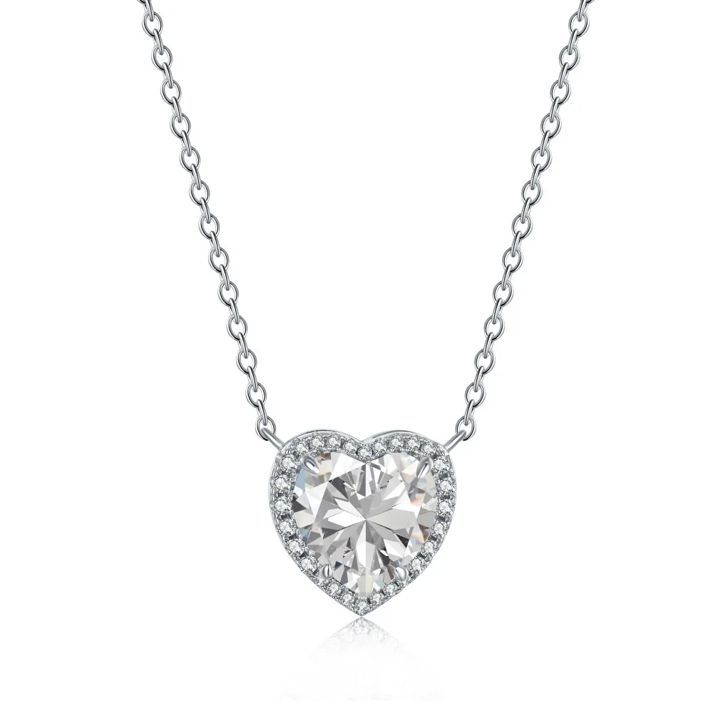 Echte S925 Silber Herz Halskette Frauen 10Mm Herz Diamant Anhänger Halskette Weiblichen Luxus Schmuck Glänzend 5A Zirkon Mädchen Geschenk Dame Echte S925 Silber Herz Halskette Frauen 10Mm Herz Diamant Anhänger Halskette Weiblichen Luxus Schmuck Glänzend 5A Zirkon Mädchen Geschenk Dame - Image 6