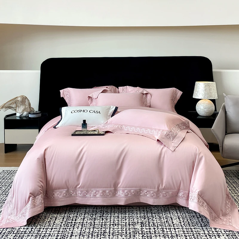 600Tc Egyptian Cotton White Luxury Embroidery Hotel Style Bedding Set Duvet Cover Set Flat/Fitted Bed Sheet Pillowcases 4Pcs 600Tc Egyptian Cotton White Luxury Embroidery Hotel Style Bedding Set Duvet Cover Set Flat/Fitted Bed Sheet Pillowcases 4Pcs - Image 12