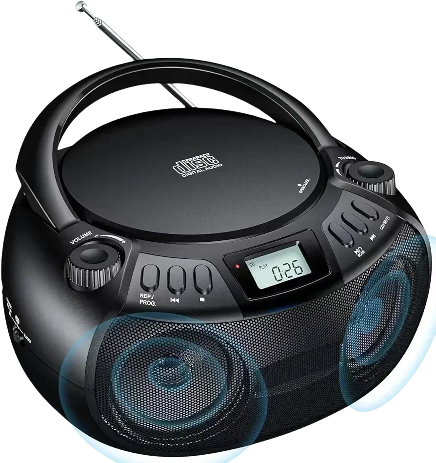 Tragbarer Cd-Player Mit Am/Fm-Radio, Bluetooth, Usb &Amp; Aux – Cd-Boombox Mit Stereolautsprechern Für Cd-R, Cd-Rw &Amp; Mp3 Cd Boombox