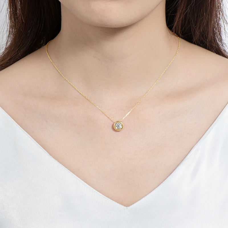 18 Karat Gelb-Roségold Vergoldetes 925Er Silber 3Ct 1-2Ct 9 Mm Lünette Moissanit Anhänger Halskette Für Damen Herren Geschenk Geburtstag Jahrestag 18 Karat Gelb-Roségold Vergoldetes 925Er Silber 3Ct 1-2Ct 9 Mm Lünette Moissanit Anhänger Halskette Für Damen Herren Geschenk Geburtstag Jahrestag - Image 5