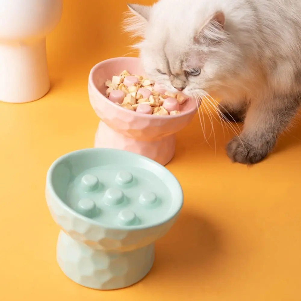 Ceramic Cat Slow Feeder Bowl Slanted Mouth Non-Slip Pet High Foot Bowl Anti Tipping Stable Elevated Cats Feeder Basin Ceramic Cat Slow Feeder Bowl Slanted Mouth Non-Slip Pet High Foot Bowl Anti Tipping Stable Elevated Cats Feeder Basin - Image 2