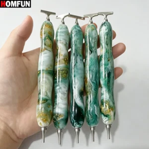 HOMFUN Artistic Conception Diamond Painting Pen，Embroidery Threaded Dot Drill Pen Tool，Metal Screw Thread Tips Accessories