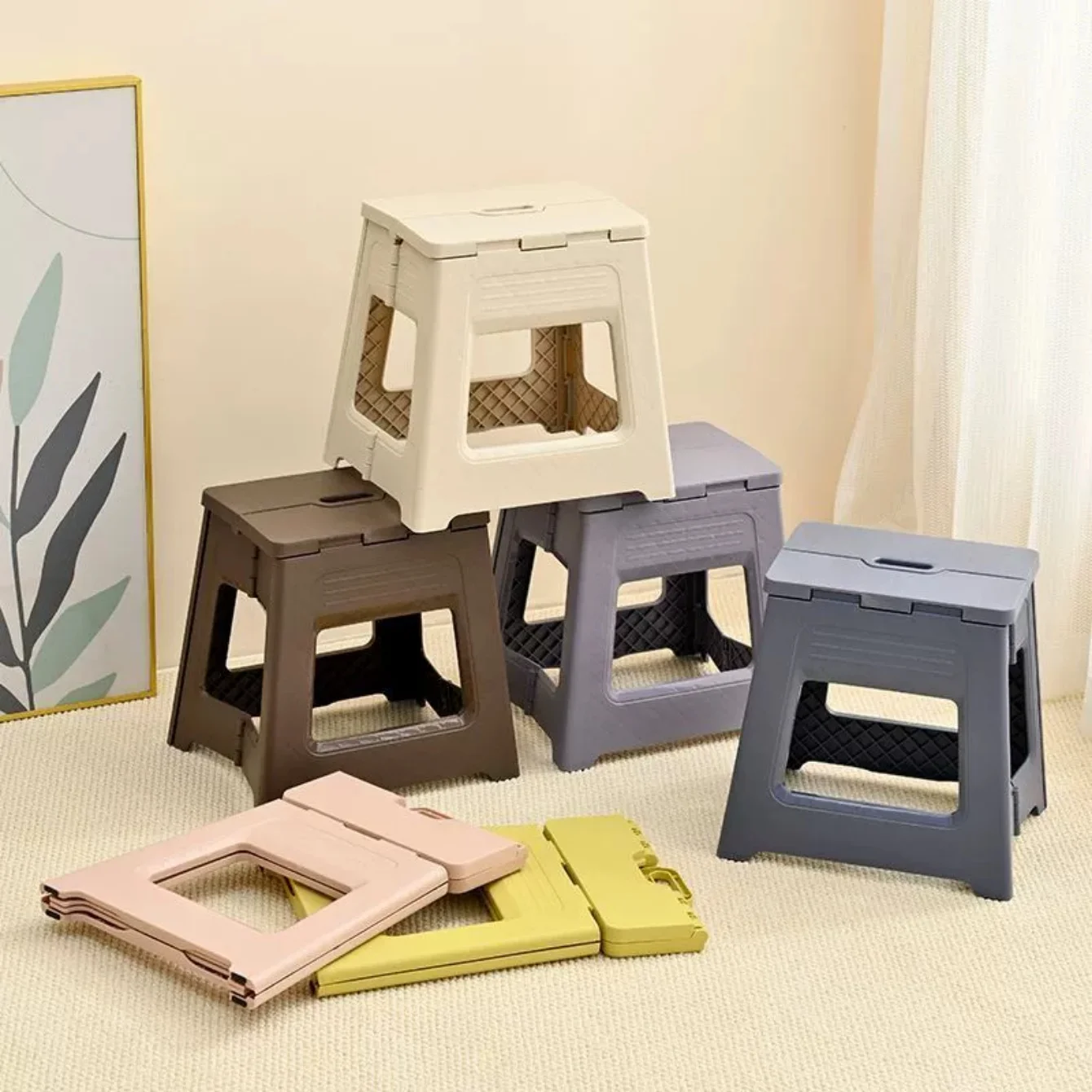 Folding Step Stool Lightweight Plastic Step Stool Foldable Step Stools Non Slip Folding Stools For Kitchen Bathroom Bedroom Folding Step Stool Lightweight Plastic Step Stool Foldable Step Stools Non Slip Folding Stools For Kitchen Bathroom Bedroom - Image 3