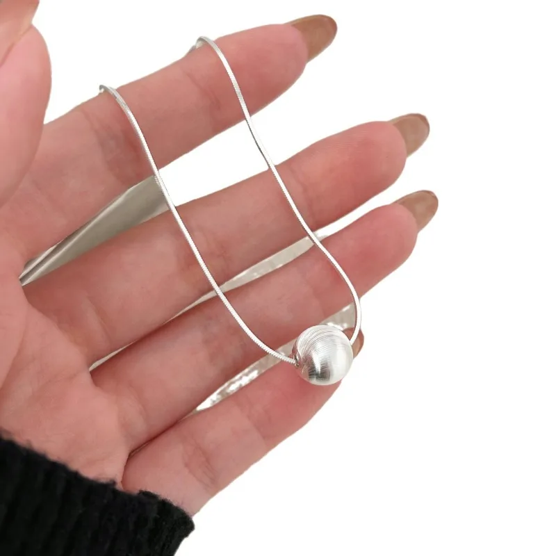 Halskette Aus 925Er-Sterlingsilber, Perlenanhänger, Schlicht, Für Damen, Hochzeit, Verlobung, Schmuck, Mode, Klassiker, Geschenk, Party, Hohe Qualität Halskette Aus 925Er-Sterlingsilber, Perlenanhänger, Schlicht, Für Damen, Hochzeit, Verlobung, Schmuck, Mode, Klassiker, Geschenk, Party, Hohe Qualität - Image 5