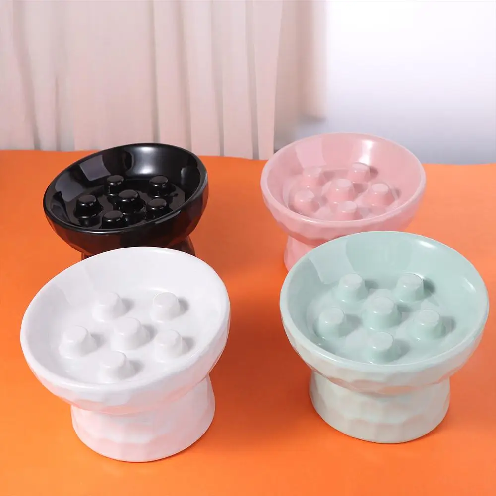 Ceramic Cat Slow Feeder Bowl Slanted Mouth Non-Slip Pet High Foot Bowl Anti Tipping Stable Elevated Cats Feeder Basin Ceramic Cat Slow Feeder Bowl Slanted Mouth Non-Slip Pet High Foot Bowl Anti Tipping Stable Elevated Cats Feeder Basin - Image 3
